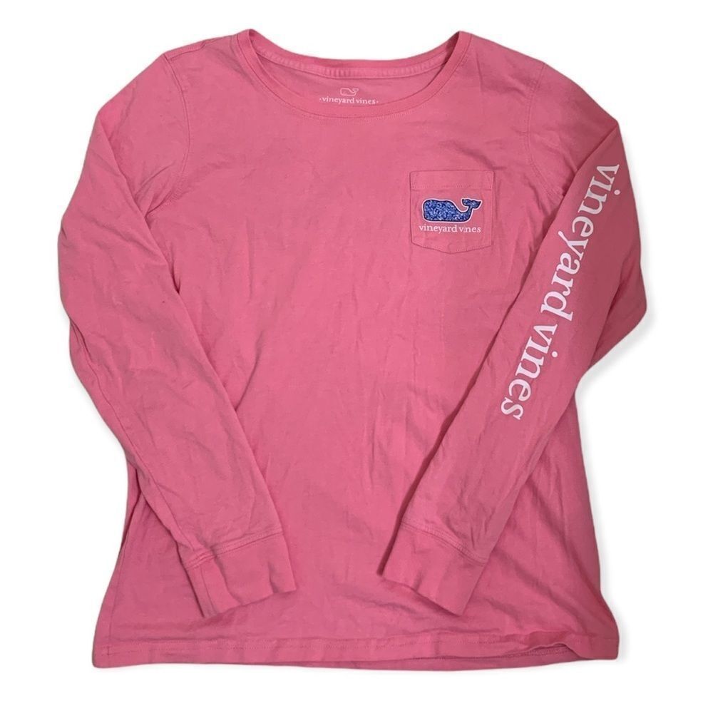 Vineyard Vines Pink Blue Flower Whale Long Sleeve T-Shirt XS